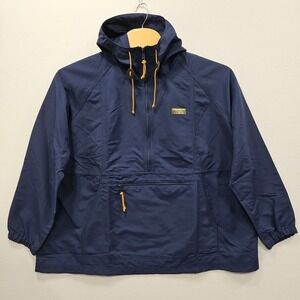 L. L. Bean Mountain Classic Anorak Women 3X Navy Blue Nylon Jacket Hood Packable